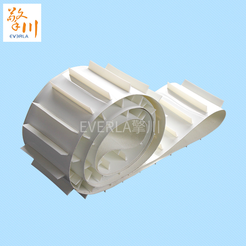 流水線爬坡加擋板白色食品PU<a href='http://m.zgcinnotown.com.cn/shusongdai/' target='_blank'><u>輸送帶</u></a>