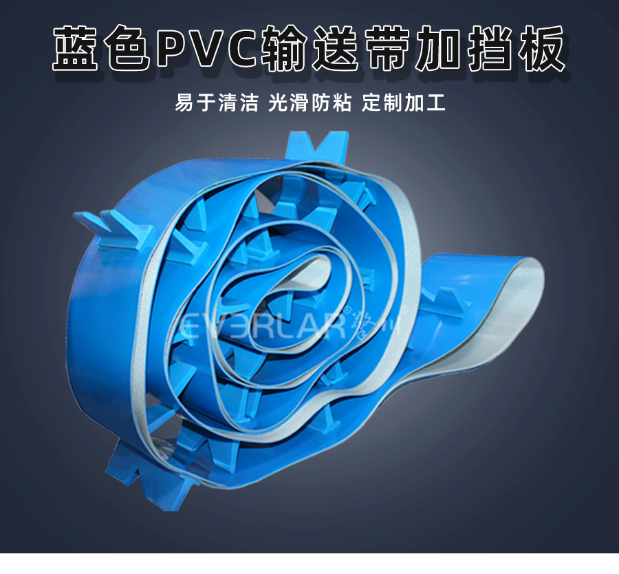 藍色PVC<a href='http://m.zgcinnotown.com.cn/shusongdai/' target='_blank'><u>輸送帶</u></a>加擋板